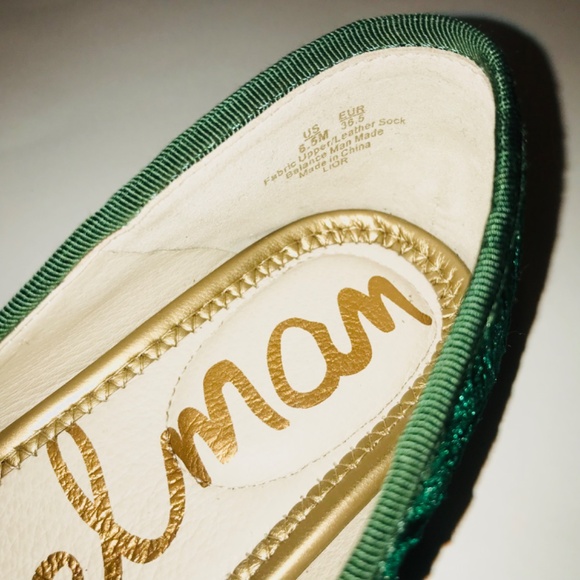 New Sam Edelman Spring Easter Women’s Lior Green Velvet Loafers Flat Shoes 6 1/2 - Picture 6 of 11